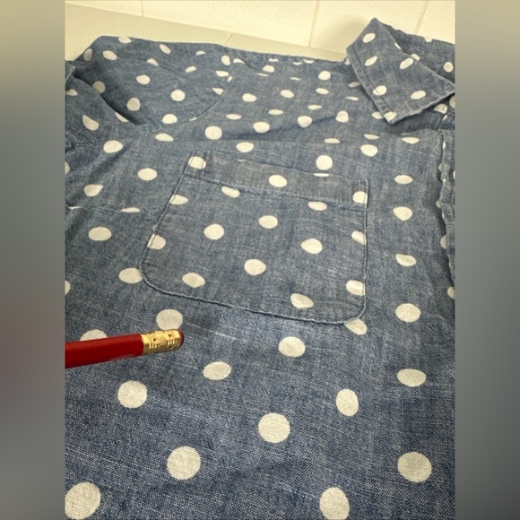 Tommy Hilfiger Sz M Blue & White Polka Dots Casual Button Up Shirt Short Sleeve - Picture 4 of 10